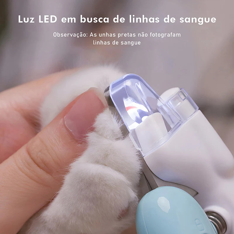 Cortador de unhas multiuso para animais de estimação com luz LED para cães e gatos, limpeza, cosa, proteção