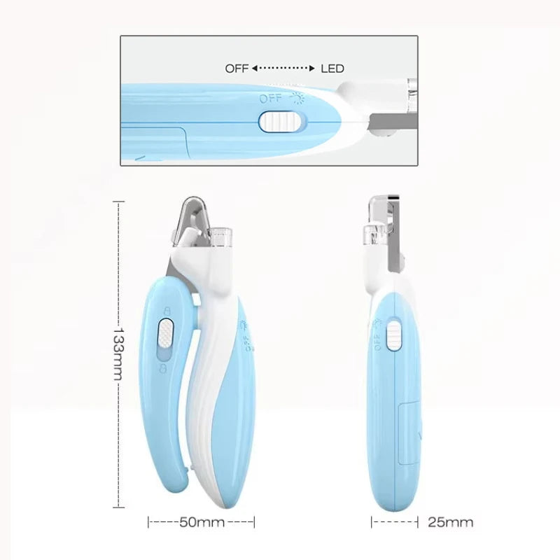 Cortador de unhas multiuso para animais de estimação com luz LED para cães e gatos, limpeza, cosa, proteção