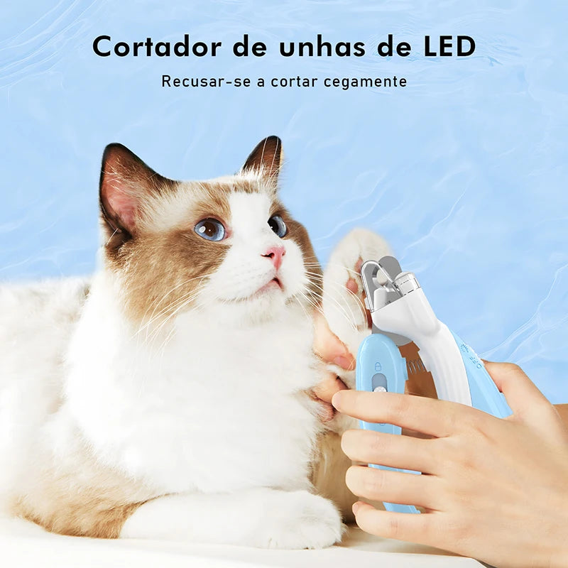 Cortador de unhas multiuso para animais de estimação com luz LED para cães e gatos, limpeza, cosa, proteção